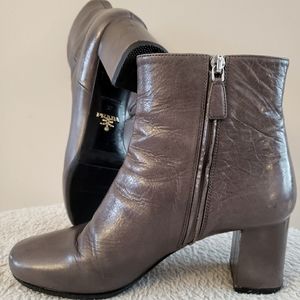 Gray Prada Ankle Boots
